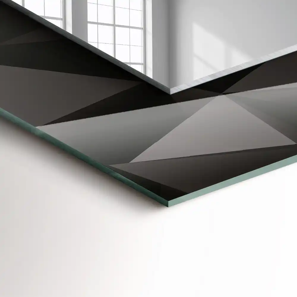 Pravokotne ogledalo s potiskanim okvirjem Črne geometrijske oblike