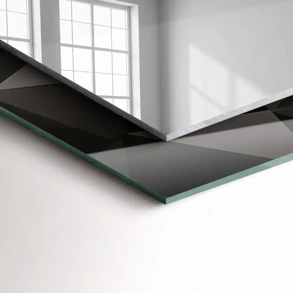 Pravokotne ogledalo s potiskanim okvirjem Črne geometrijske oblike