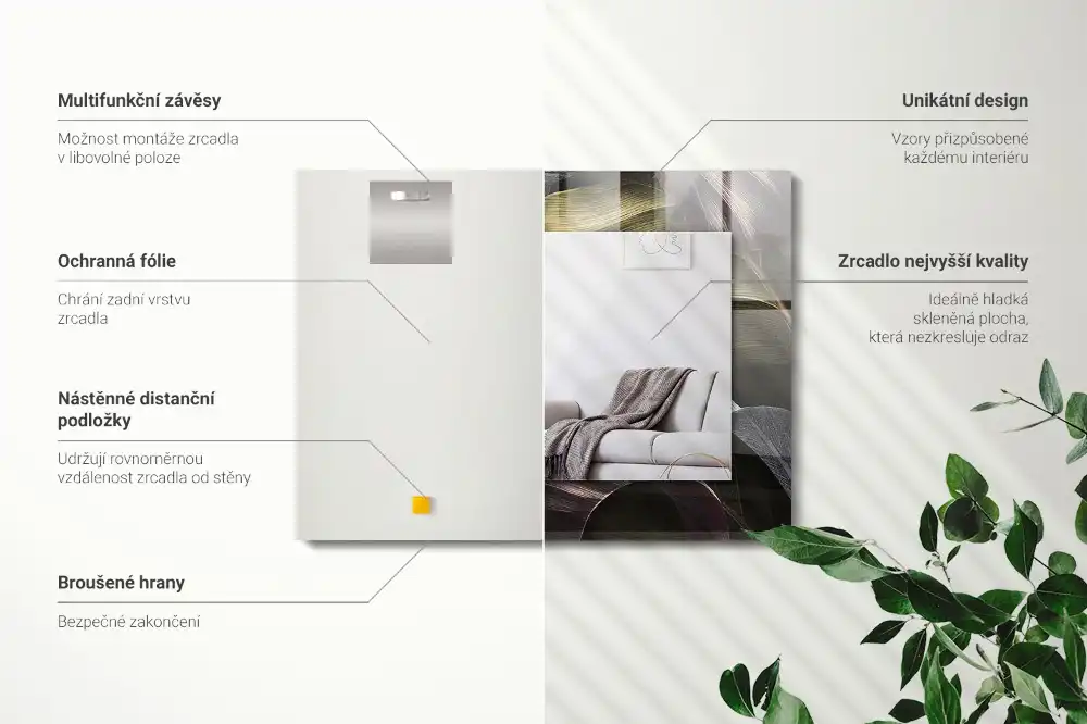 Pravokotne okrasno ogledalo Barviti listi rastlin