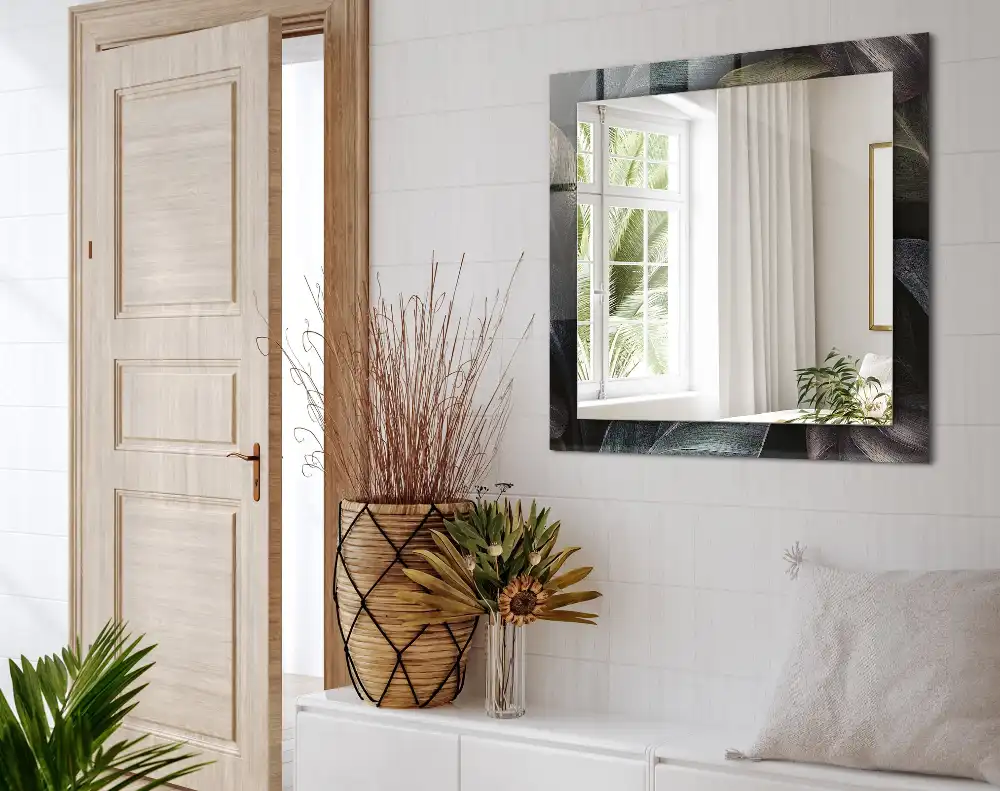 Pravokotne okrasno ogledalo Barviti listi rastlin