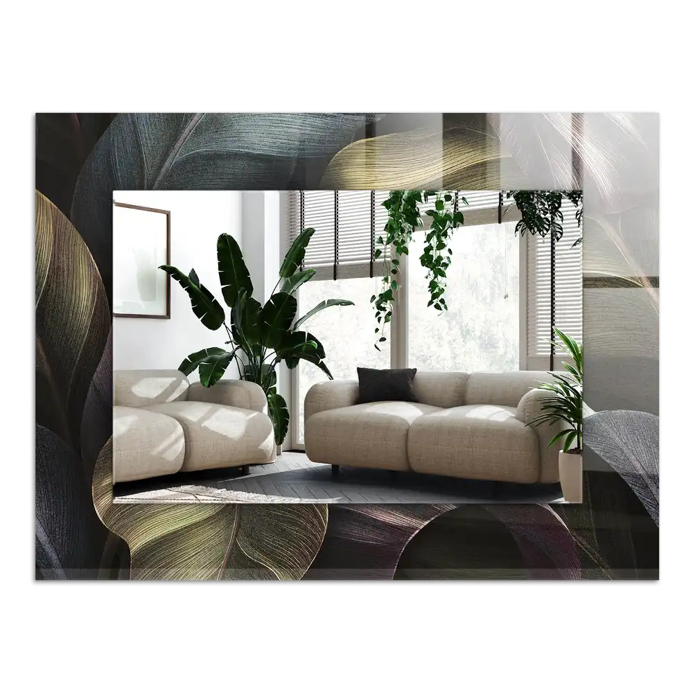 Pravokotne okrasno ogledalo Barviti listi rastlin