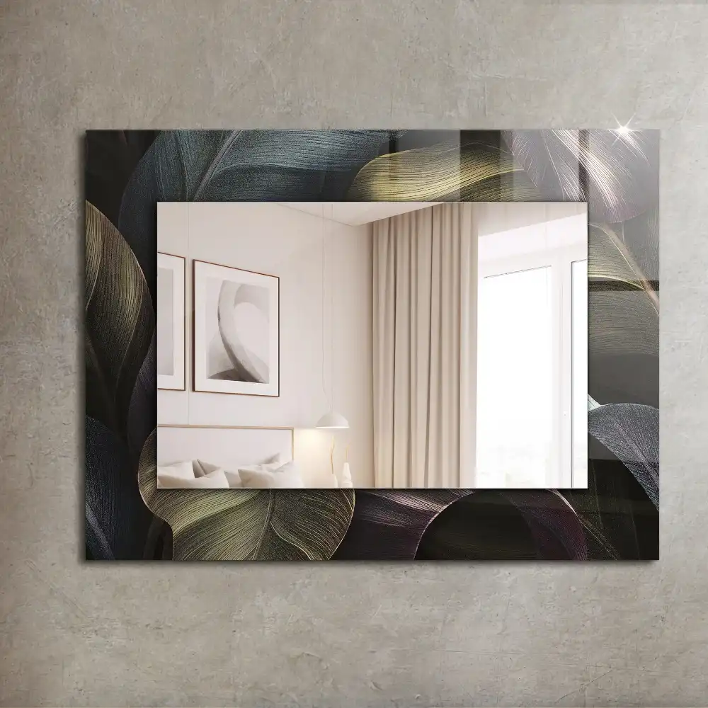 Pravokotne okrasno ogledalo Barviti listi rastlin