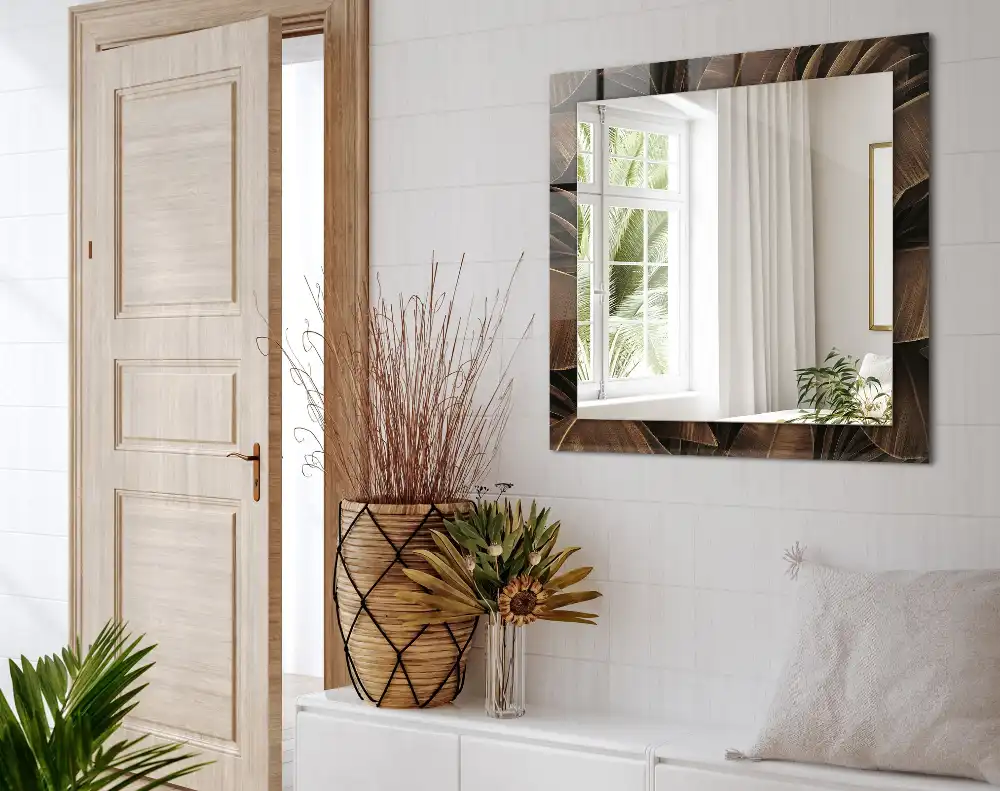 Tiskano pravokotne ogledalo tropski listi