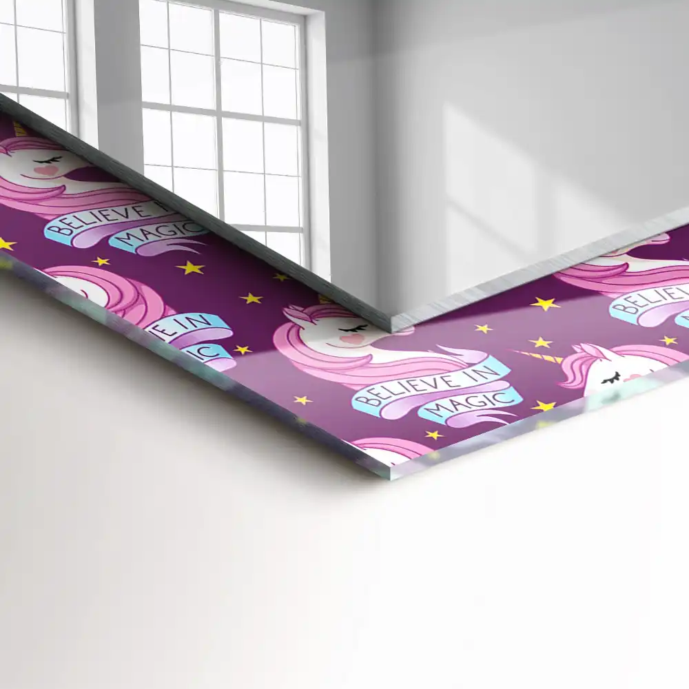 Pravokotne okrasno ogledalo Napisi z zvezdami samoroga