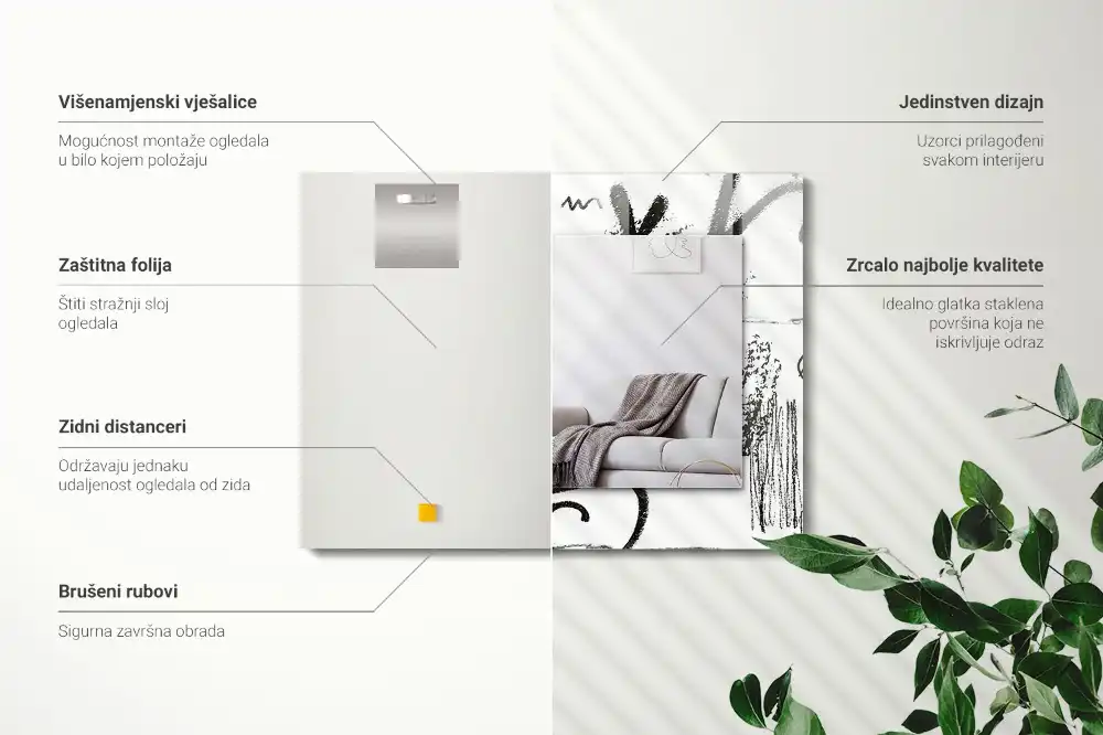 Tiskano pravokotne ogledalo Abstraktni sodobni vzorci