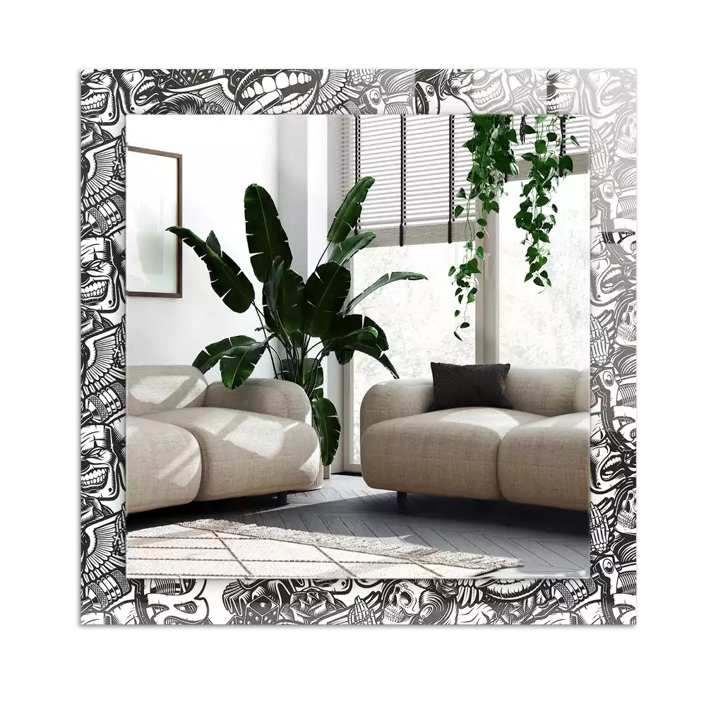 Pravokotne ogledalo s potiskanim okvirjem Črno-beli vzorci