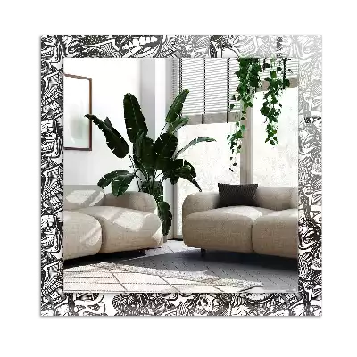 Pravokotne ogledalo s potiskanim okvirjem Črno-beli vzorci