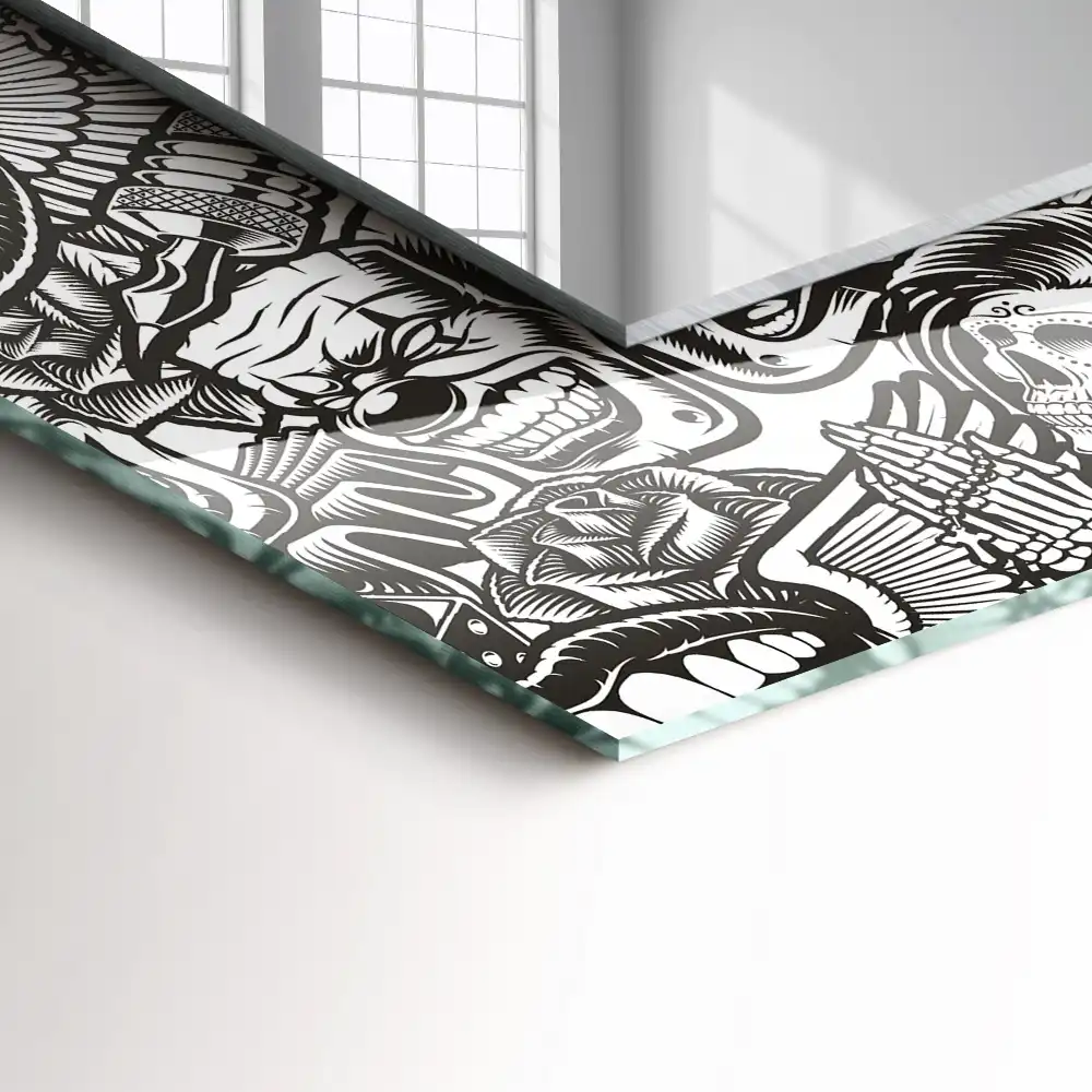 Pravokotne ogledalo s potiskanim okvirjem Črno-beli vzorci