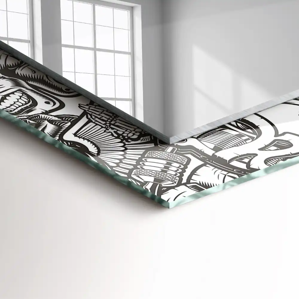 Pravokotne ogledalo s potiskanim okvirjem Črno-beli vzorci