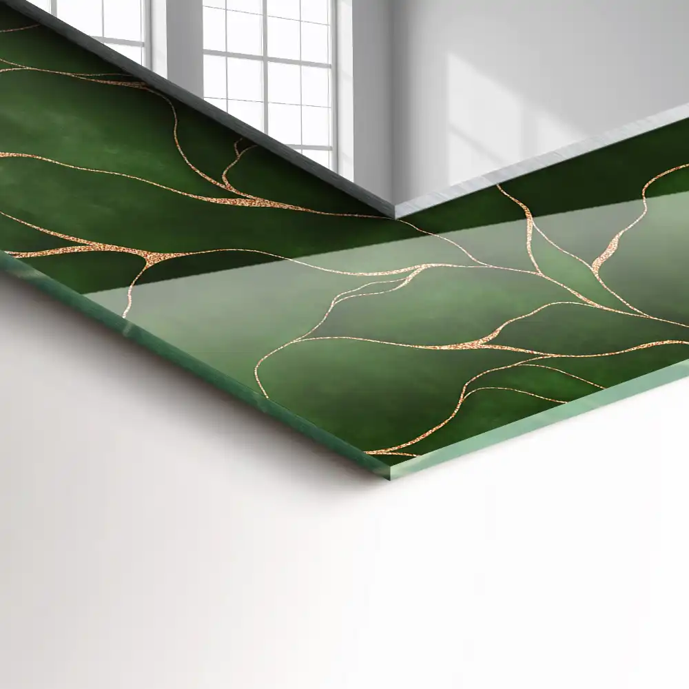 Pravokotne ogledalo s potiskanim okvirjem Vzorec zelenih listov