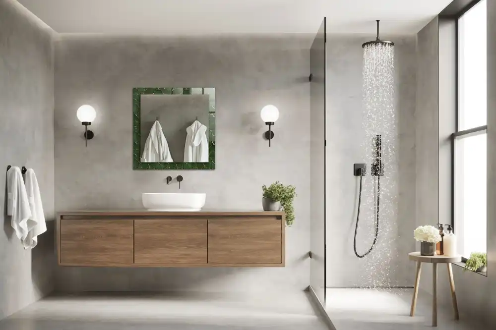 Pravokotne ogledalo s potiskanim okvirjem Vzorec zelenih listov