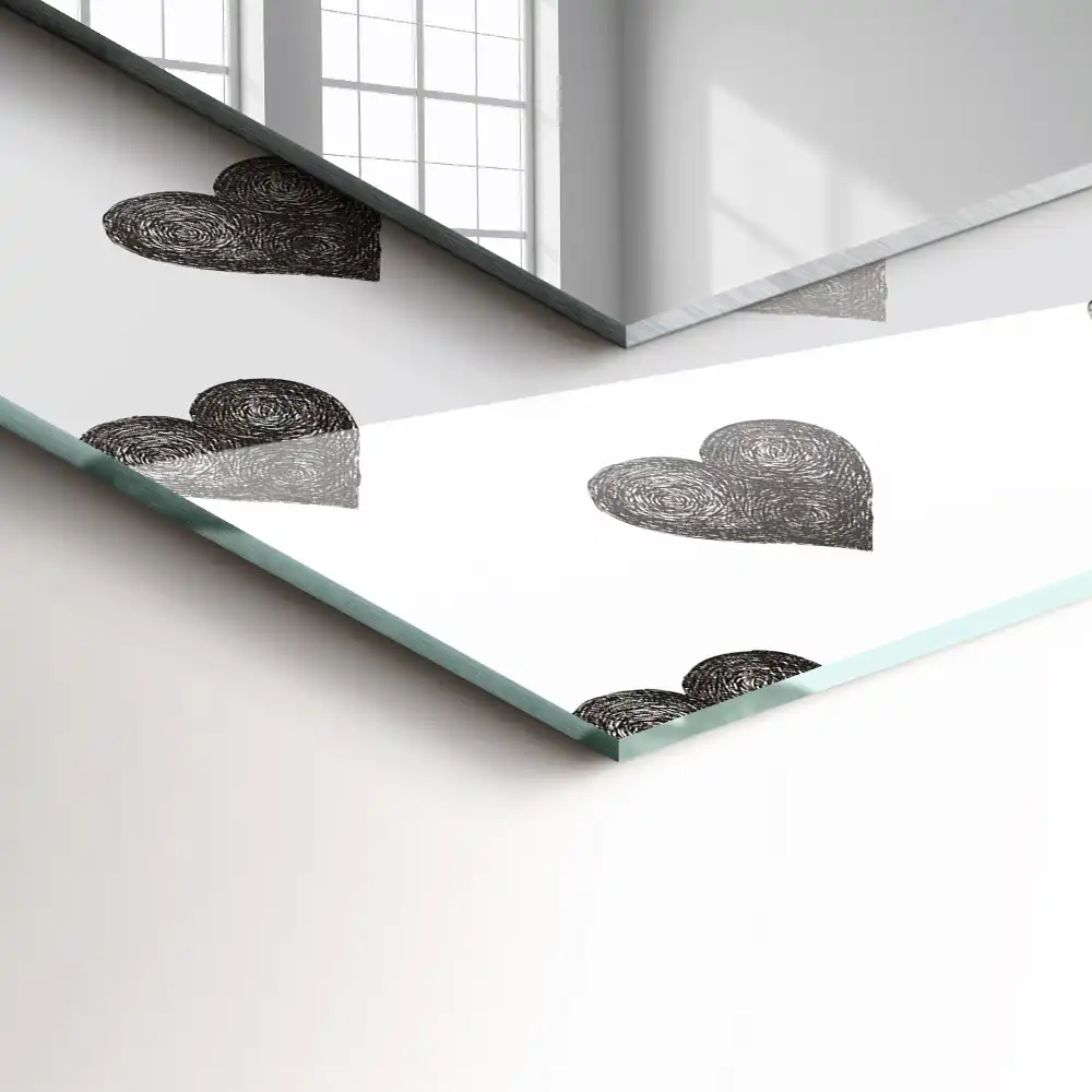 Tiskano pravokotne ogledalo Vzorec črnih src