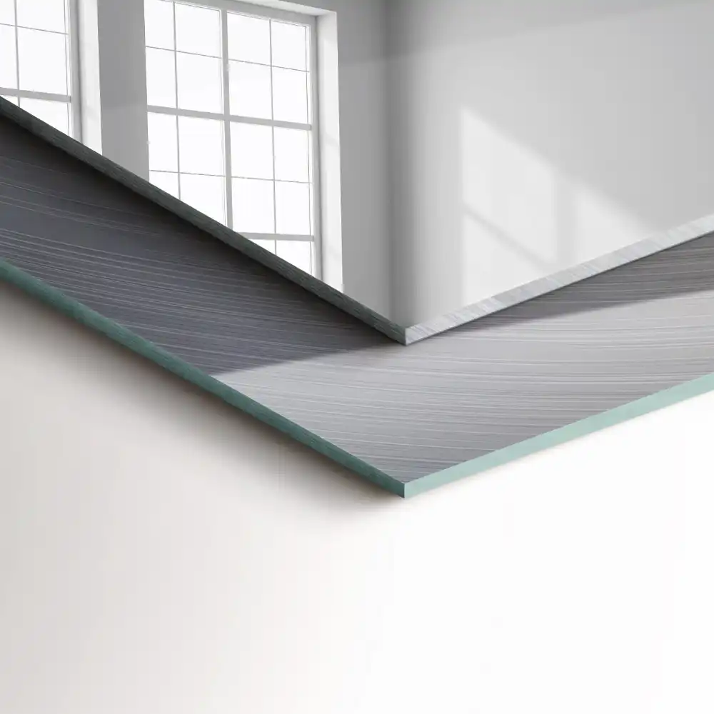 Pravokotne ogledalo s potiskanim okvirjem Okrogla kovinska površina