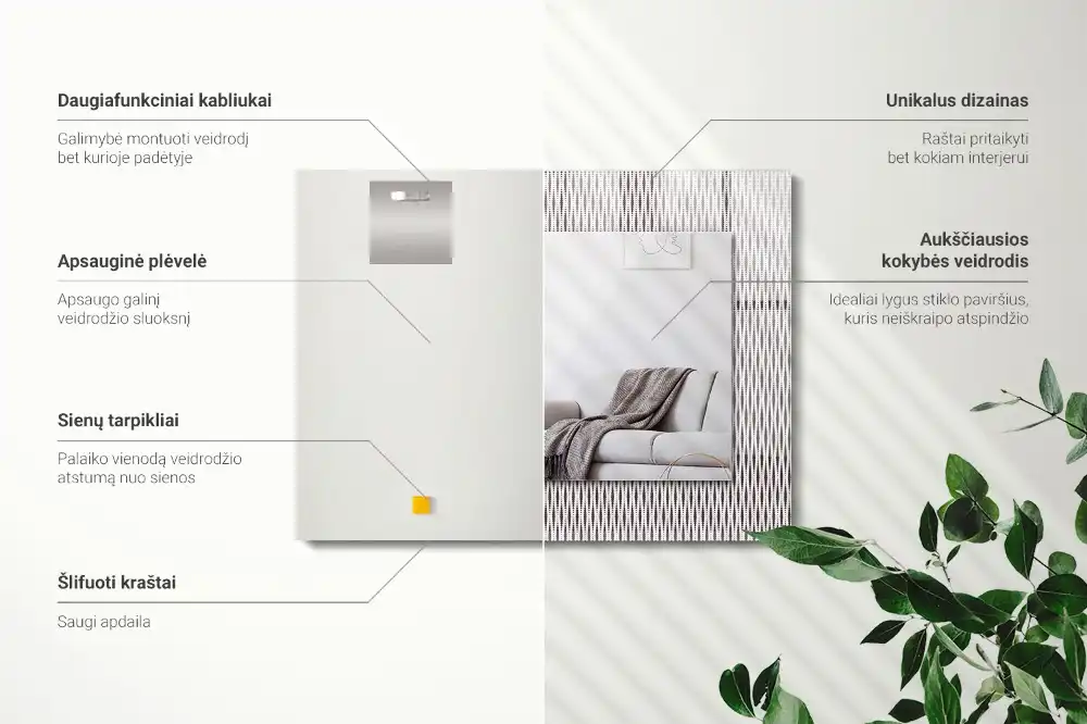 Pravokotne okrasno ogledalo Vzorec tekstilne tkanine