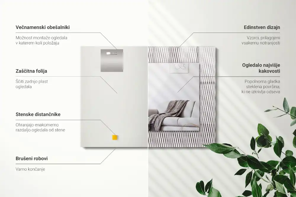 Pravokotne okrasno ogledalo Vzorec tekstilne tkanine