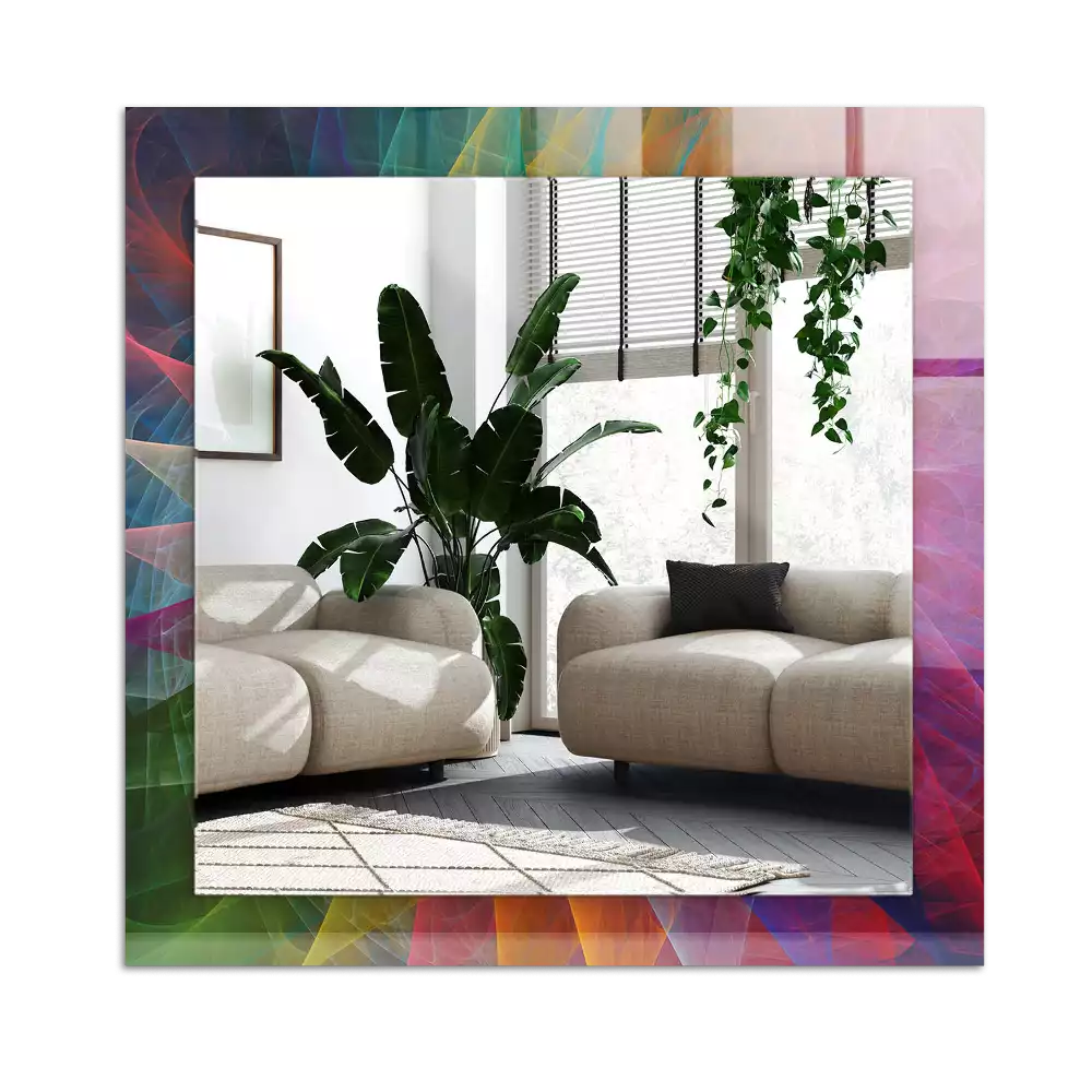 Pravokotne ogledalo s potiskanim okvirjem Barvita abstraktna spirala