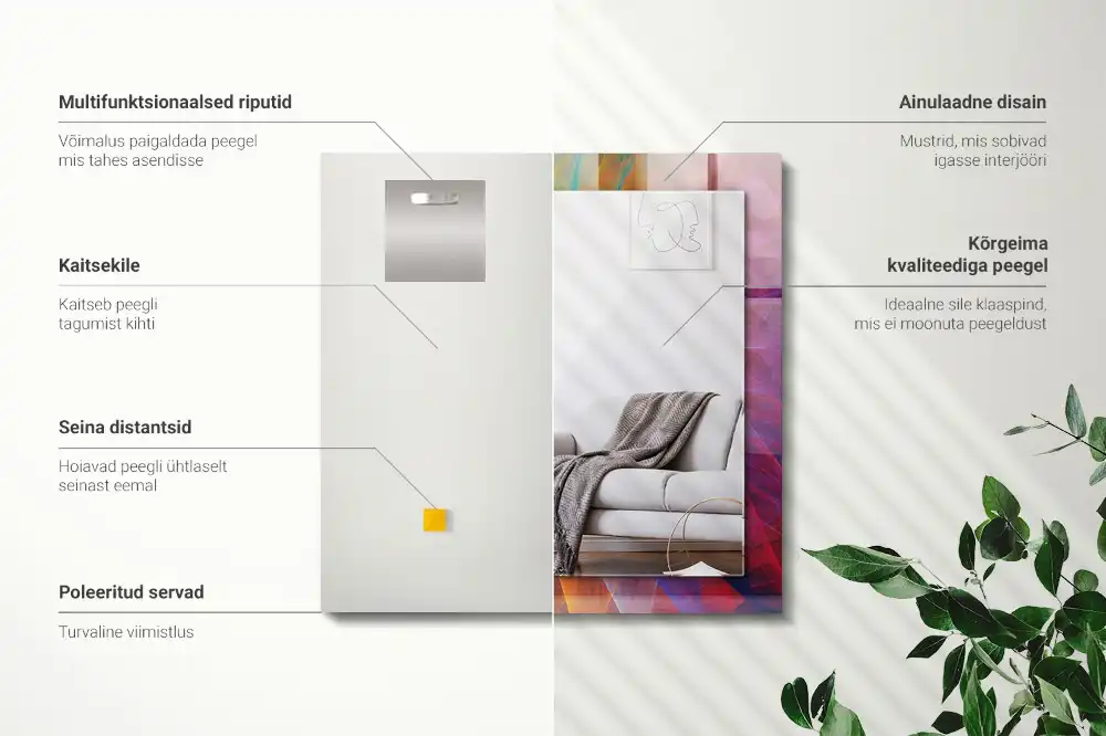 Pravokotne ogledalo s potiskanim okvirjem Barvita abstraktna spirala