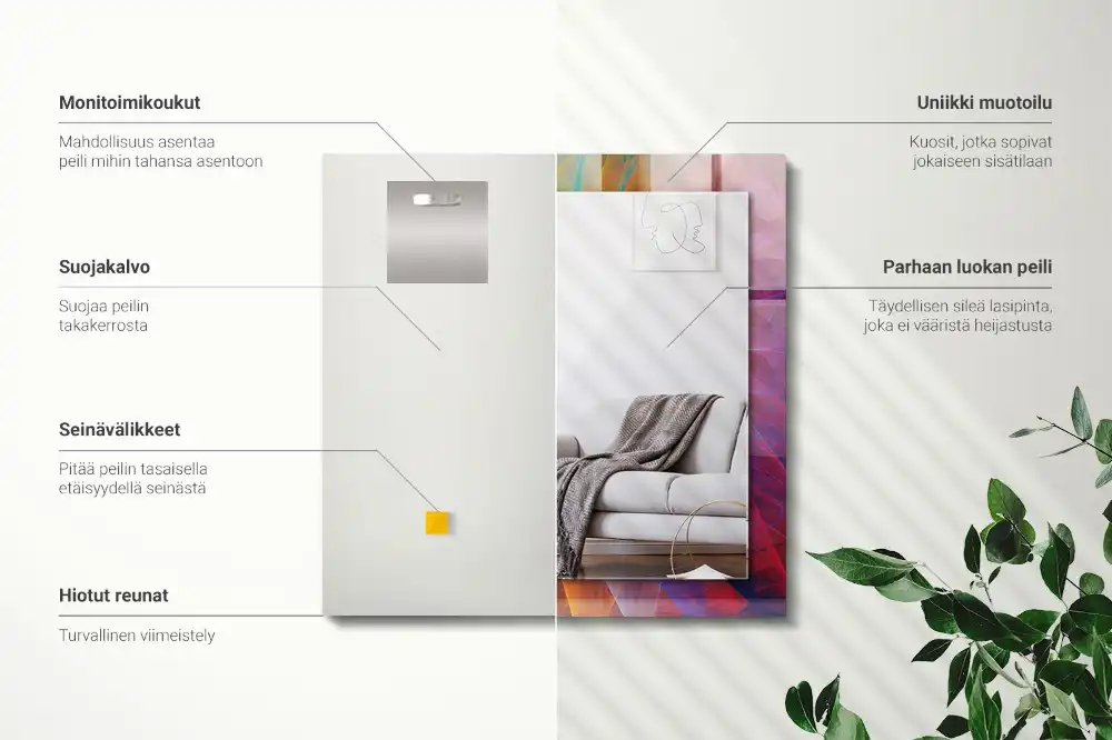 Pravokotne ogledalo s potiskanim okvirjem Barvita abstraktna spirala