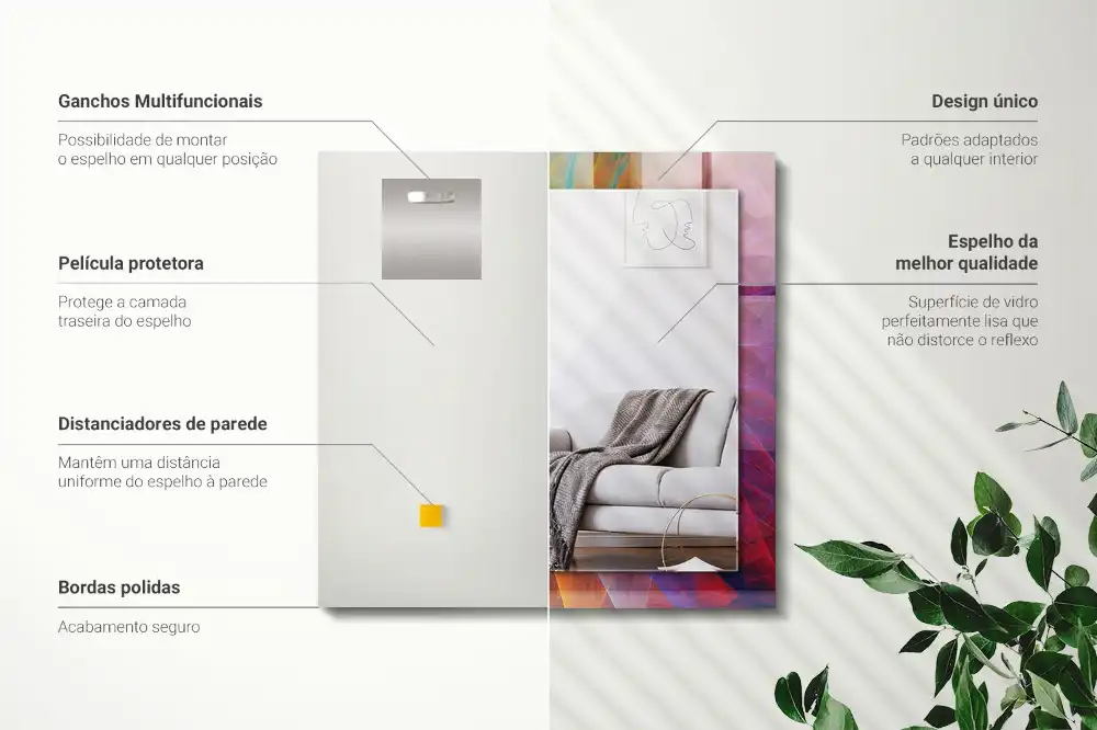 Pravokotne ogledalo s potiskanim okvirjem Barvita abstraktna spirala