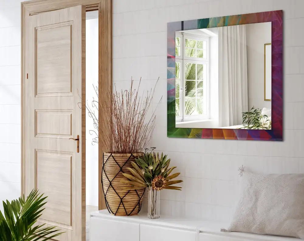 Pravokotne ogledalo s potiskanim okvirjem Barvita abstraktna spirala