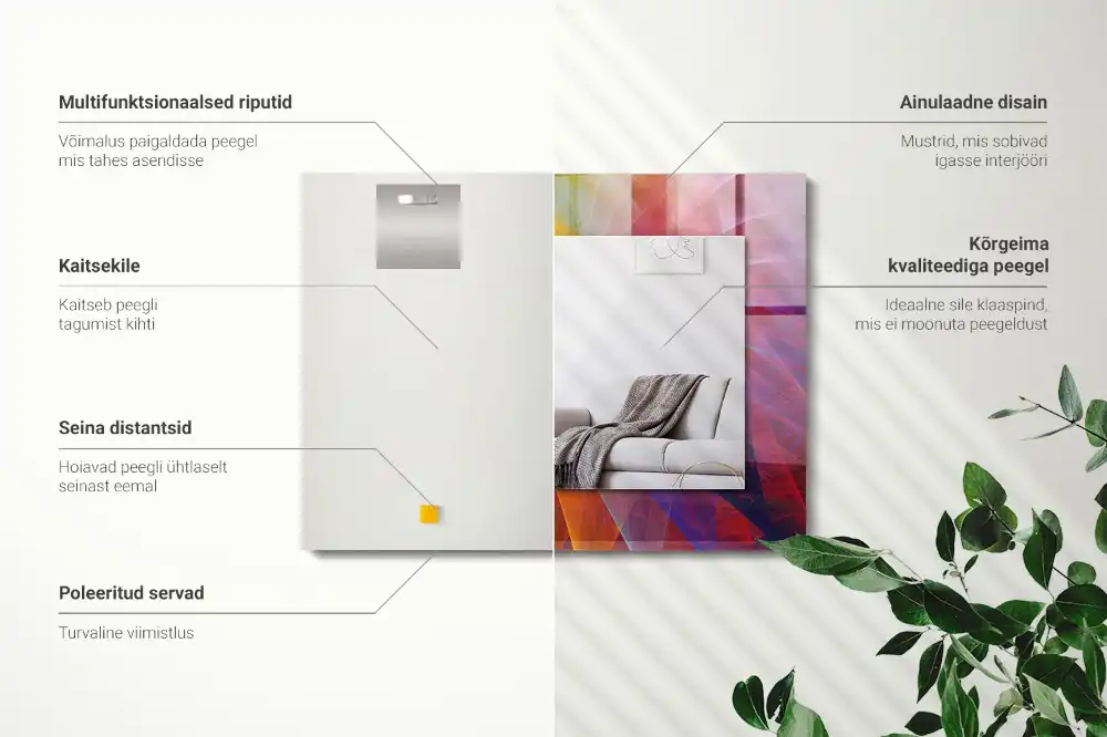 Pravokotne ogledalo s potiskanim okvirjem Barvita abstraktna spirala