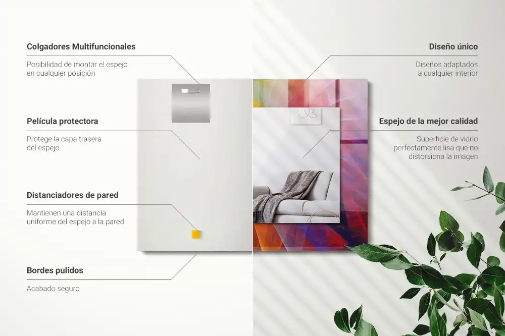 Pravokotne ogledalo s potiskanim okvirjem Barvita abstraktna spirala