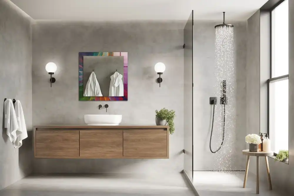 Pravokotne ogledalo s potiskanim okvirjem Barvita abstraktna spirala