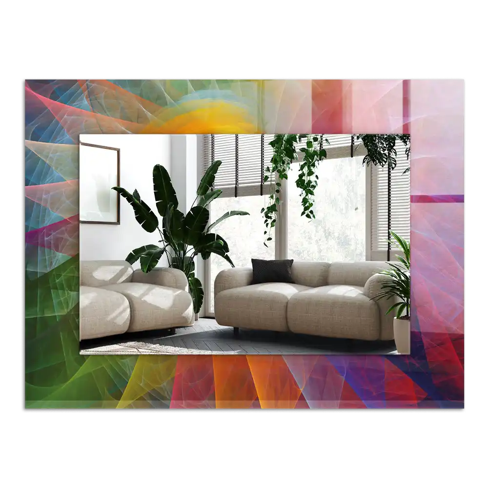 Pravokotne ogledalo s potiskanim okvirjem Barvita abstraktna spirala