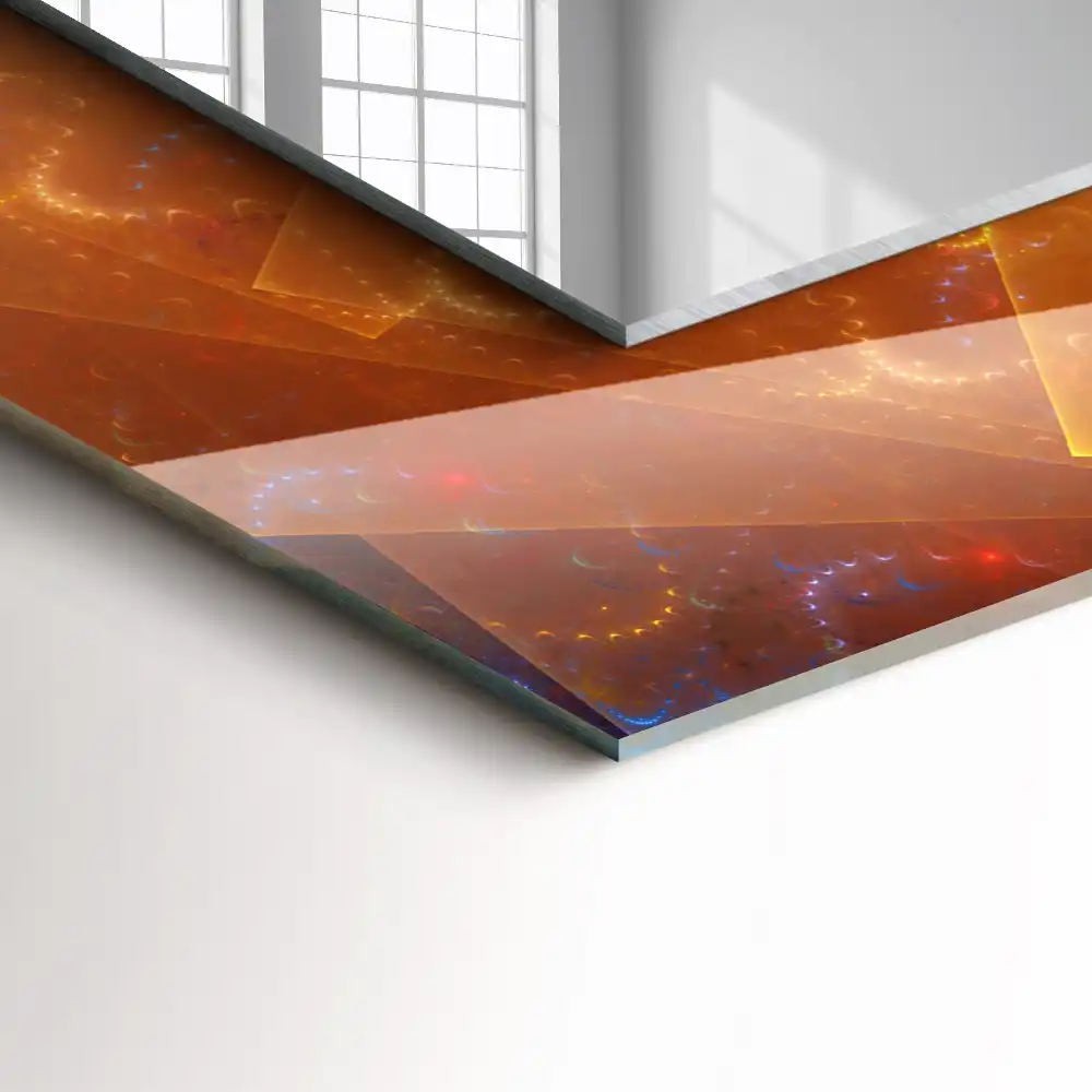 Pravokotne okrasno ogledalo Barvita fraktalna spirala