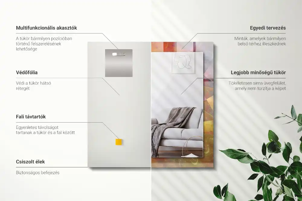 Pravokotne okrasno ogledalo Barvita fraktalna spirala