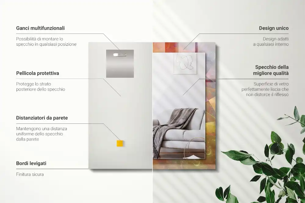 Pravokotne okrasno ogledalo Barvita fraktalna spirala