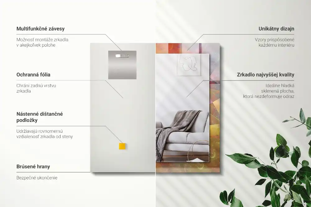 Pravokotne okrasno ogledalo Barvita fraktalna spirala