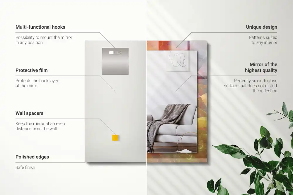 Pravokotne okrasno ogledalo Barvita fraktalna spirala