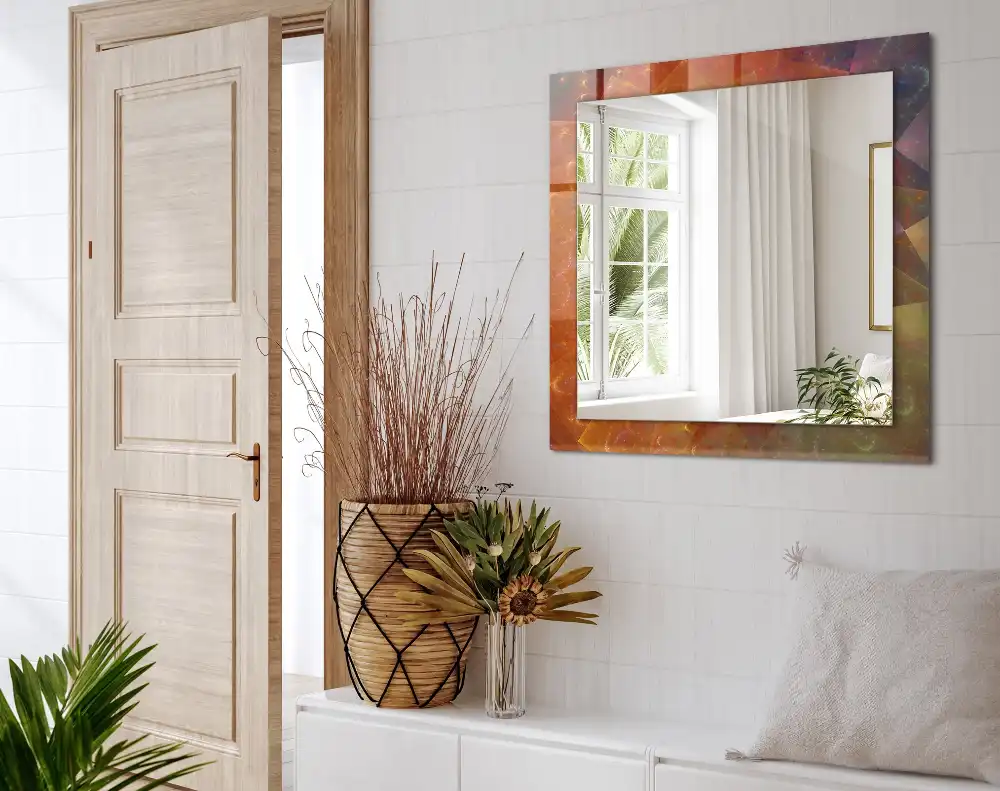 Pravokotne okrasno ogledalo Barvita fraktalna spirala