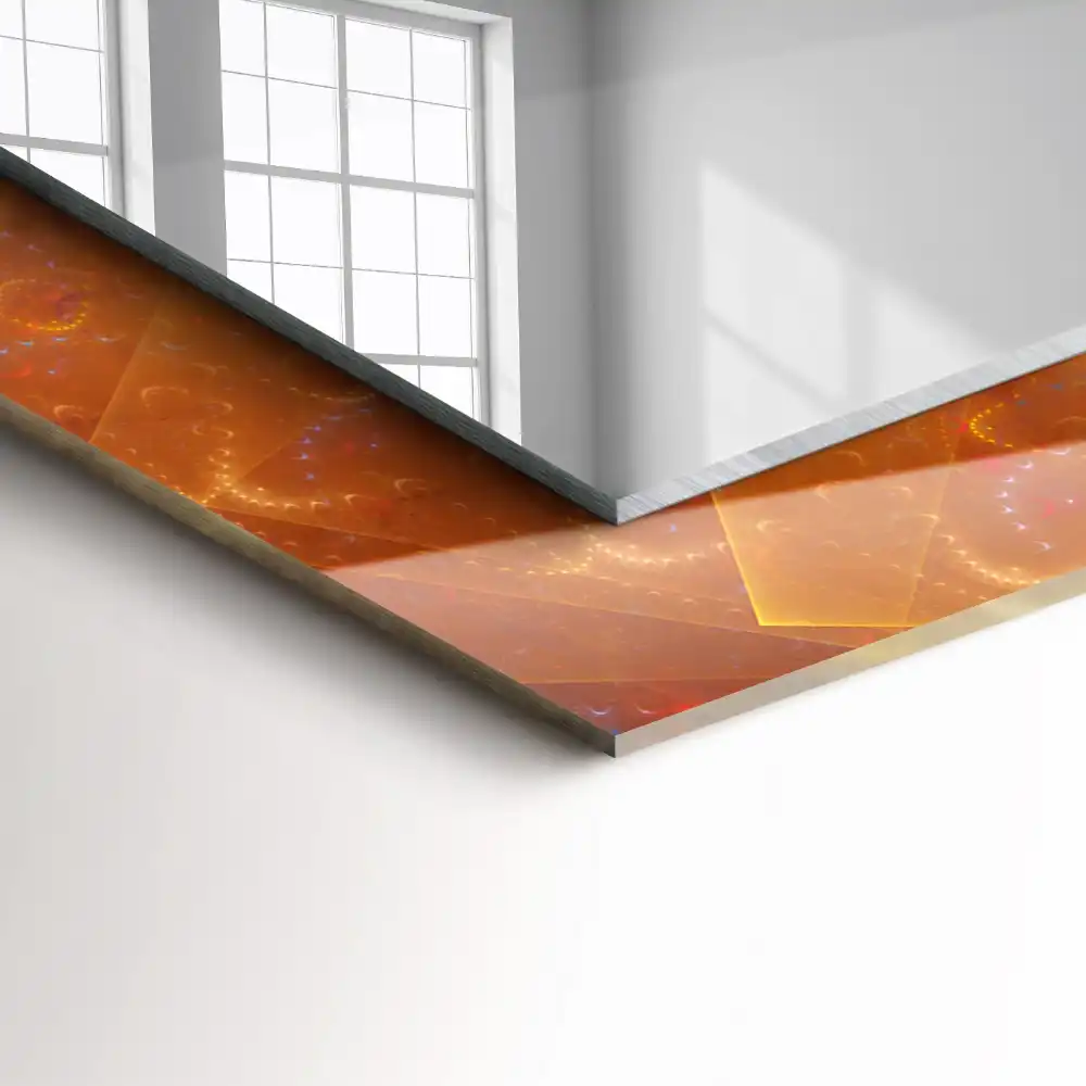 Pravokotne okrasno ogledalo Barvita fraktalna spirala