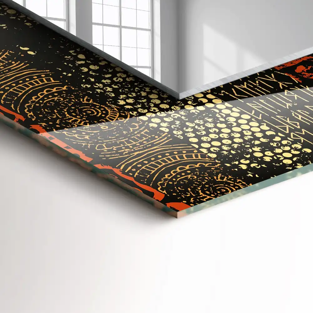 Tiskano pravokotne ogledalo Vzorec etničnega ornamenta