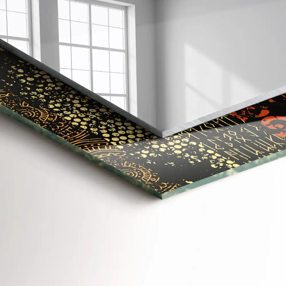 Tiskano pravokotne ogledalo Vzorec etničnega ornamenta