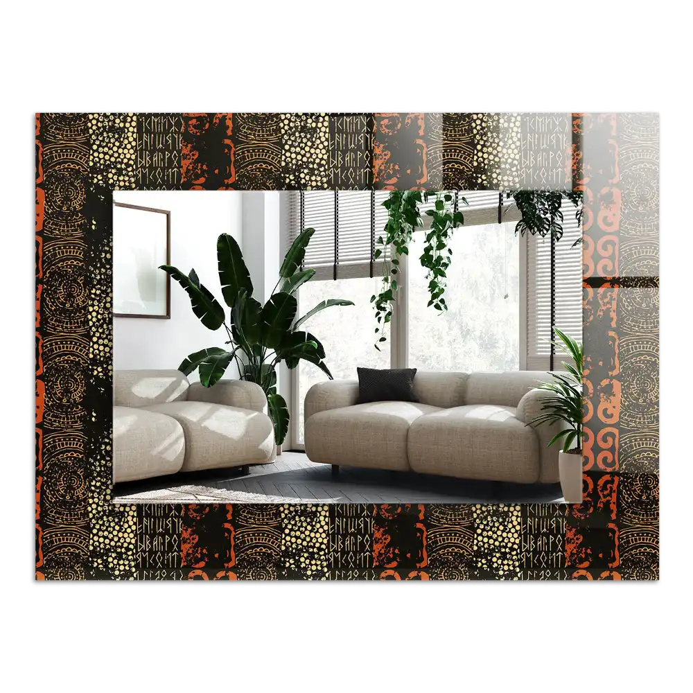 Tiskano pravokotne ogledalo Vzorec etničnega ornamenta