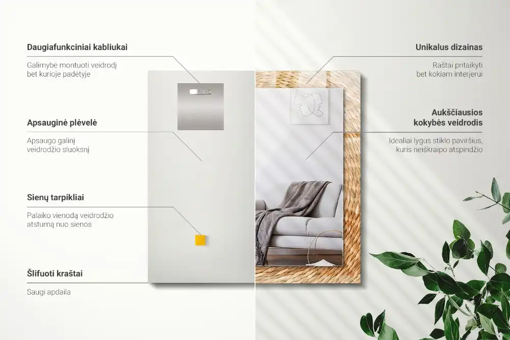 Pravokotne okrasno ogledalo Pletenje