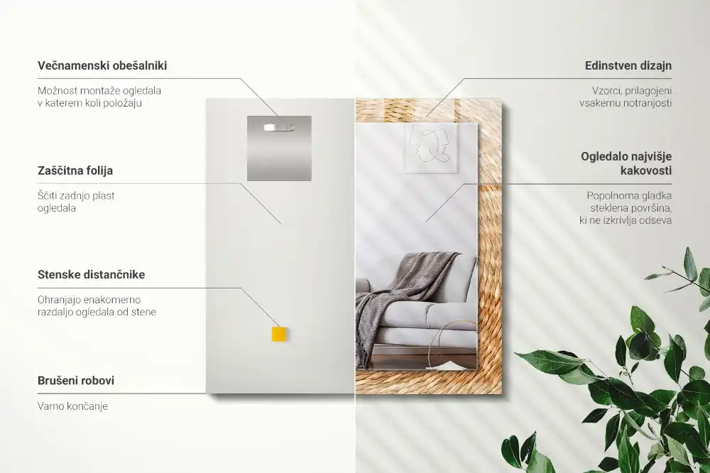 Pravokotne okrasno ogledalo Pletenje