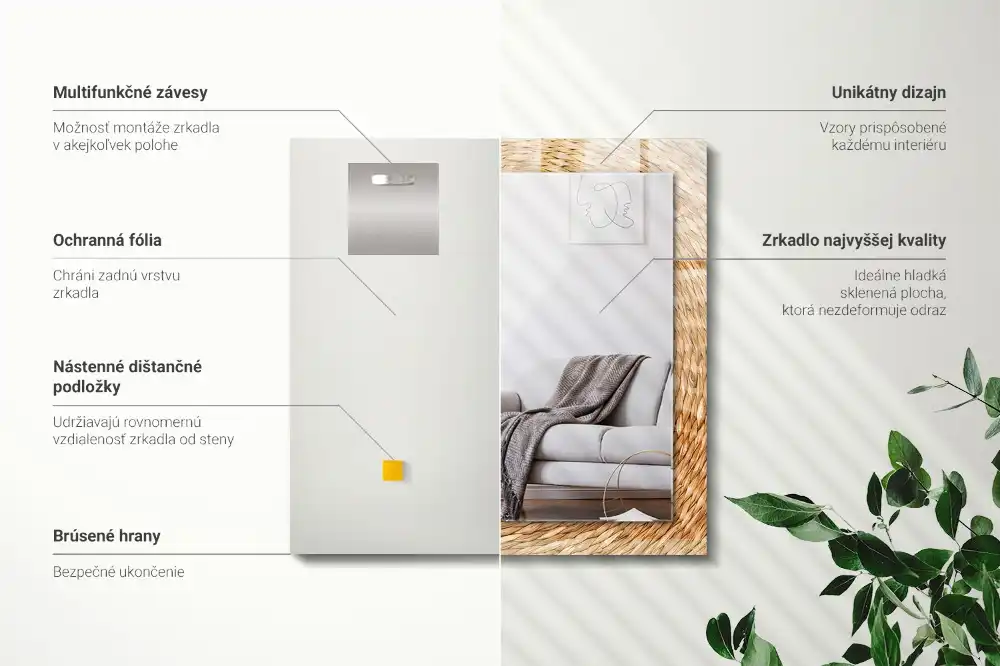 Pravokotne okrasno ogledalo Pletenje