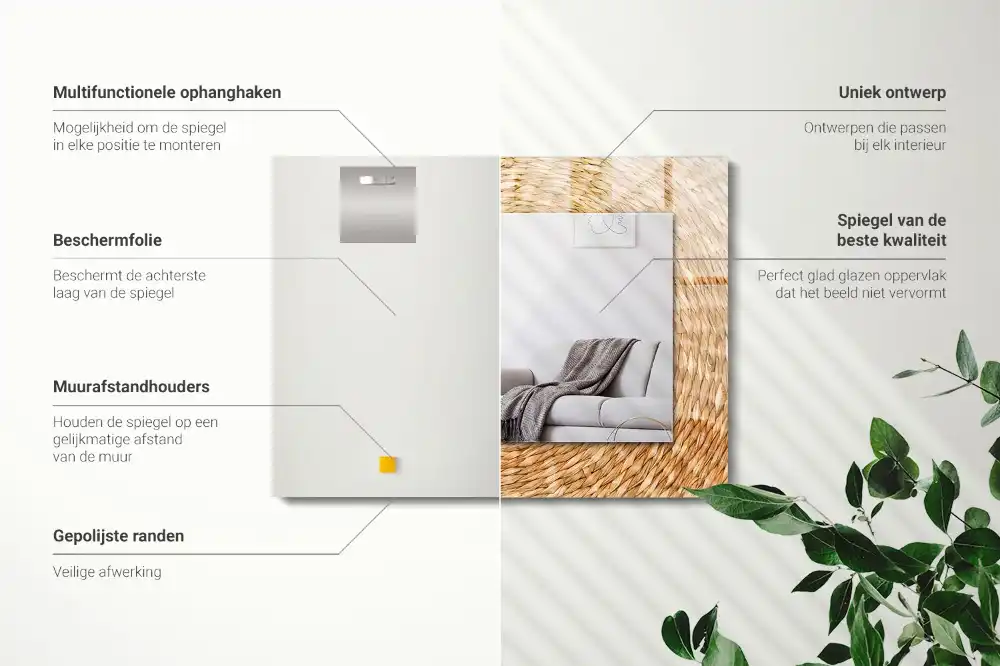 Pravokotne okrasno ogledalo Pletenje