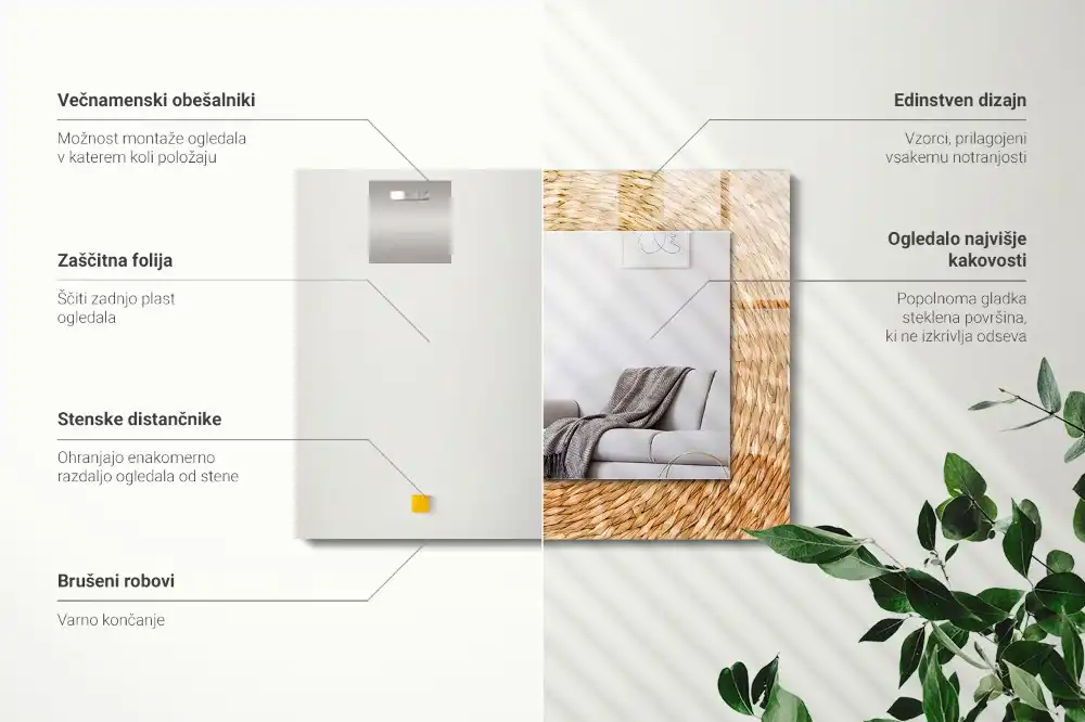 Pravokotne okrasno ogledalo Pletenje