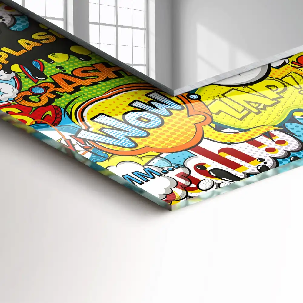 Tiskano pravokotne ogledalo Barviti komični govorni mehurčki