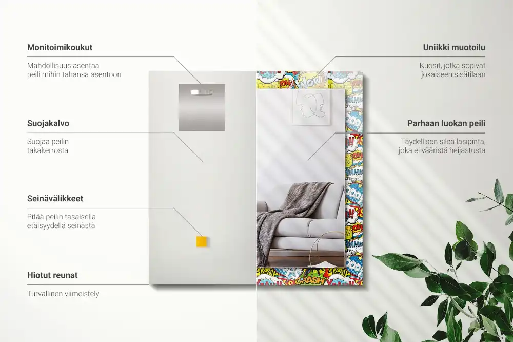 Tiskano pravokotne ogledalo Barviti komični govorni mehurčki