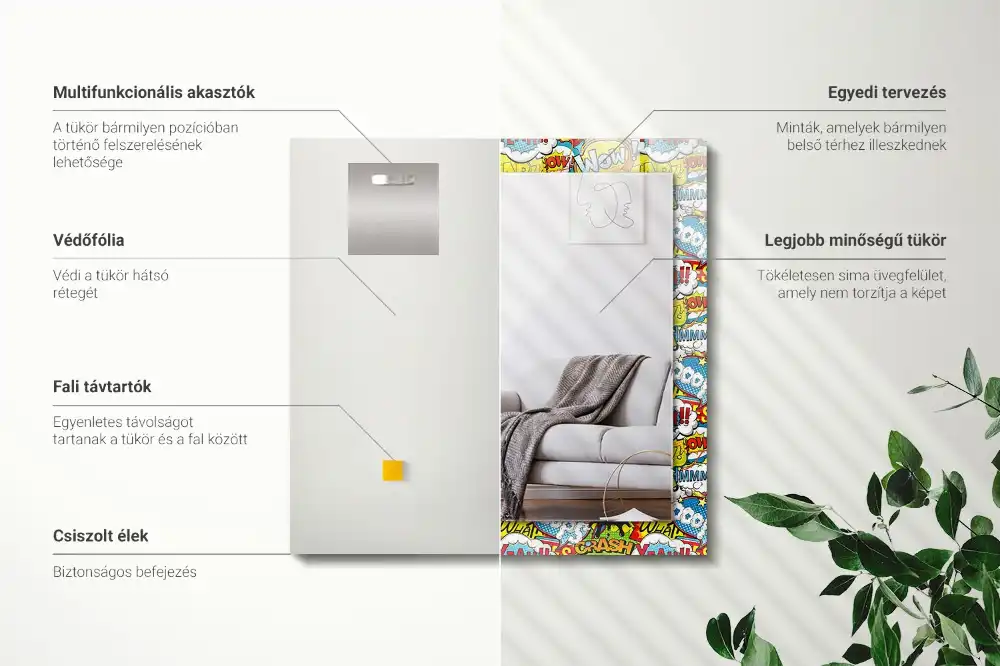 Tiskano pravokotne ogledalo Barviti komični govorni mehurčki