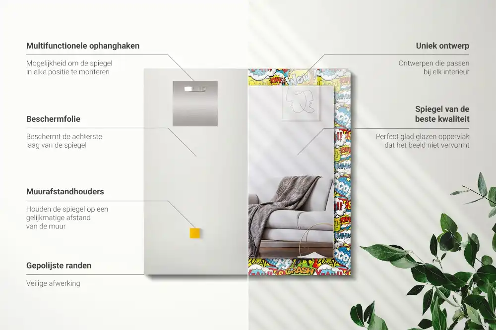 Tiskano pravokotne ogledalo Barviti komični govorni mehurčki