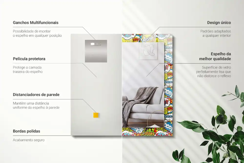 Tiskano pravokotne ogledalo Barviti komični govorni mehurčki