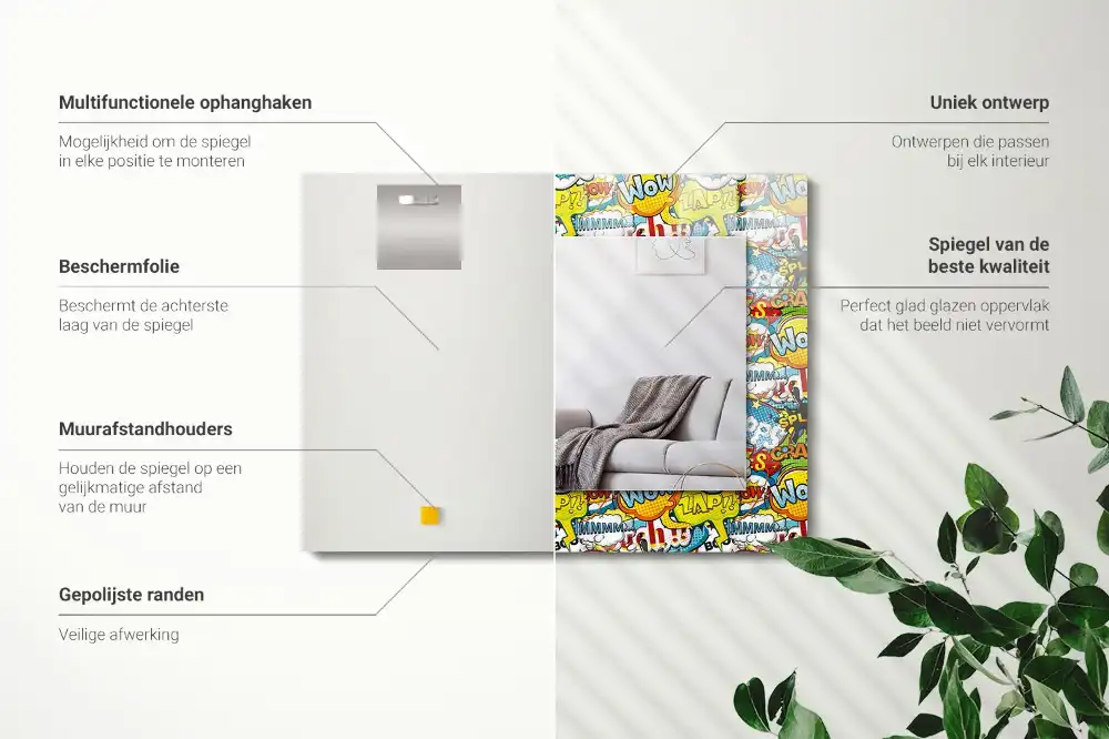 Tiskano pravokotne ogledalo Barviti komični govorni mehurčki