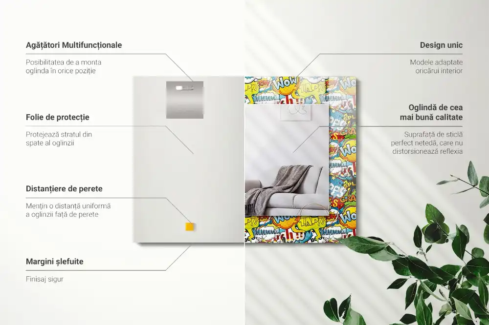 Tiskano pravokotne ogledalo Barviti komični govorni mehurčki